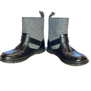 Dr. Martens Gayle Biker Boots with Houndstooth Black and White Tweed- EU 36 US 5
